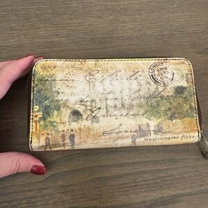 Patricia Nash Cream and Brown London Print Wallet